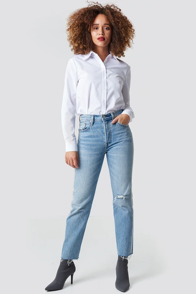 Shop Levi's 501 Crop Jeans Blue In Diamond In The Rough