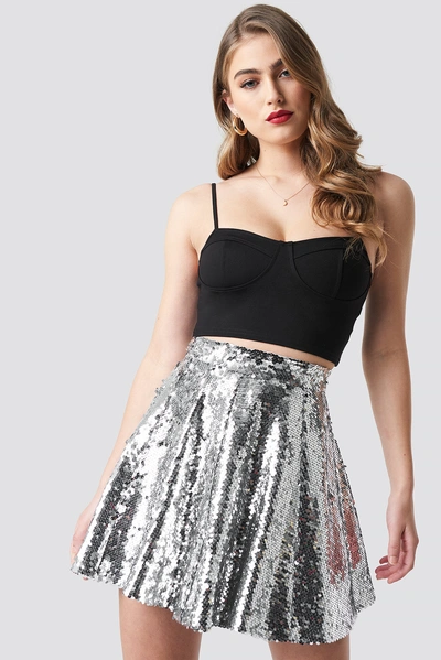 Shop Pamela X Na-kd A-lined Sequin Skirt - Silver