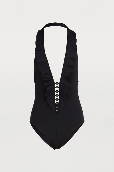 Shop Zimmermann Juniper Swimsuit In Noir