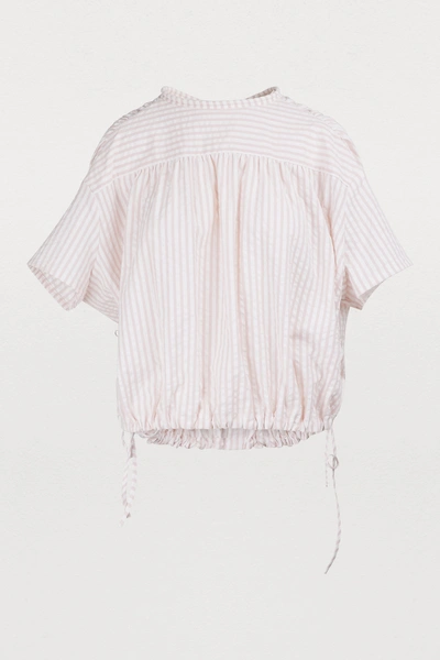 Shop Atlantique Ascoli Celeste Blouse In Pink & White Stripes