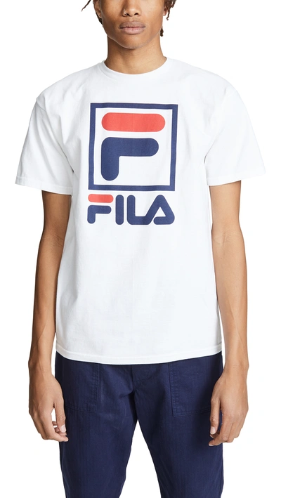 Shop Fila Stacked T-shirt In White