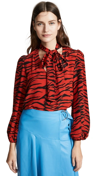 Shop Rixo London Moss Top In Red Tiger
