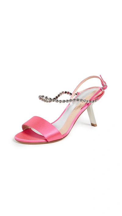 Shop Alchimia Di Ballin Satin Strass Sandals In Shocking Pink