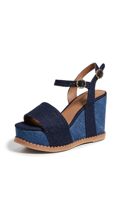 Shop See By Chloé Carrie Super Wedge Sandals In Navy/denim