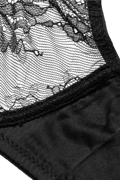 Shop Stella Mccartney Clara Whispering Stretch Silk-satin And Lace Underwired Soft Cup Bra In Black