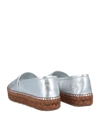 Dolce & Gabbana Metallic Silver Logo Embossed Leather Esapdrilles In Silver