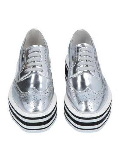 Shop Prada Lace-up Shoes In Silver