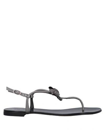 Shop Giuseppe Zanotti Toe Strap Sandals In Silver
