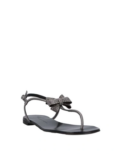 Shop Giuseppe Zanotti Toe Strap Sandals In Silver