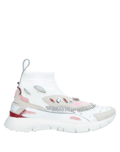 Shop Valentino Garavani Woman Sneakers White Size 8.5 Textile Fibers, Soft Leather