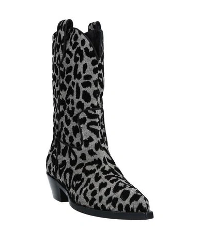 Dolce & Gabbana 40mm Leopard Flocked Lurex Cowboy Boots In Grey