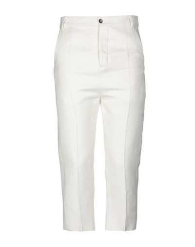 Shop Rick Owens Cropped Pants In Ivory