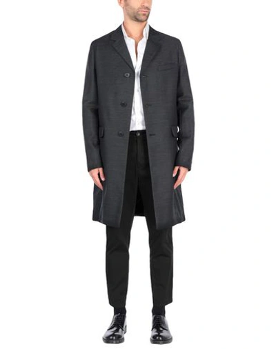 Shop Prada Full-length Jacket In Steel Grey