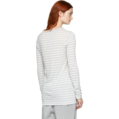 Shop Alexander Wang T Alexanderwang.t Grey And White Striped Slub Long Sleeve T-shirt In 942 Grey/iv