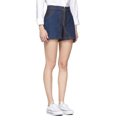 Shop Apc A.p.c. Indigo Denim Chrissie Shorts In Ial Indigod