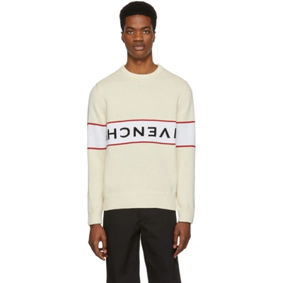 Shop Givenchy Off-white Reverse Logo Sweater In 130 White