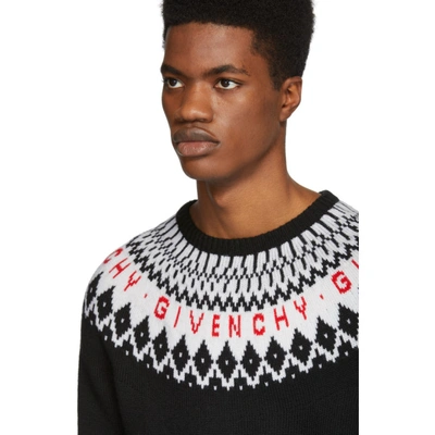 Shop Givenchy Black Merino Wool Sweater In 973 Bk/wh/r