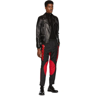 Shop Givenchy Black And Red Two-toned Biker Pants In 001 Black