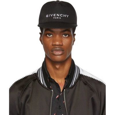 Shop Givenchy Black Logo Flat Peak Cap In 001 Black