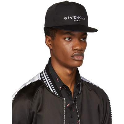 Shop Givenchy Black Logo Flat Peak Cap In 001 Black