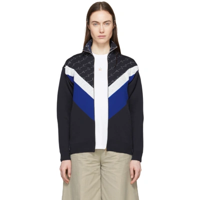 Shop Stella Mccartney Navy Monogram Zip-up Jacket