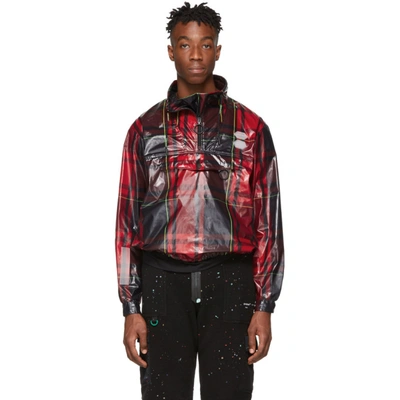 Shop Off-white Red Checked Anorak Jacket