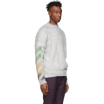 Shop Off-white Grey Brushed Mohair Diag Sweater