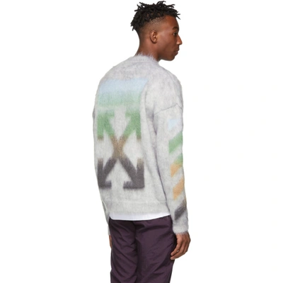Shop Off-white Grey Brushed Mohair Diag Sweater