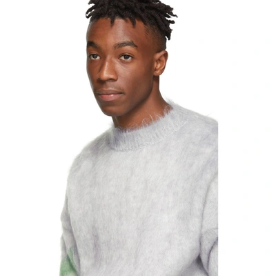 Shop Off-white Grey Brushed Mohair Diag Jumper