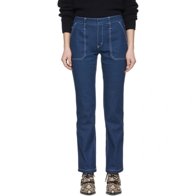 Shop Chloé Blue Contrast Stitch Jeans