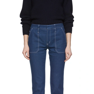 Shop Chloé Blue Contrast Stitch Jeans