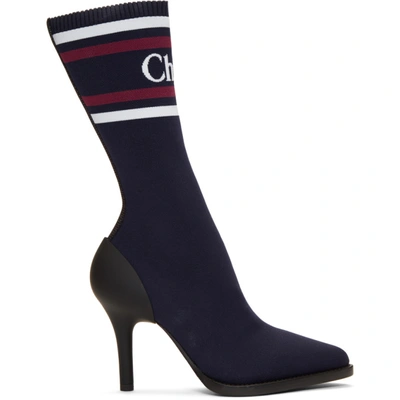 Shop Chloé Chloe Navy Tracy Sock Boots In 43c Navyink