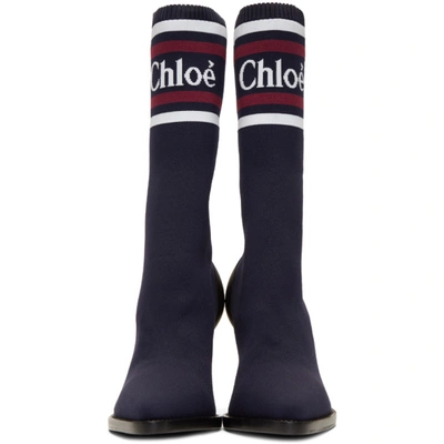 Shop Chloé Chloe Navy Tracy Sock Boots In 43c Navyink