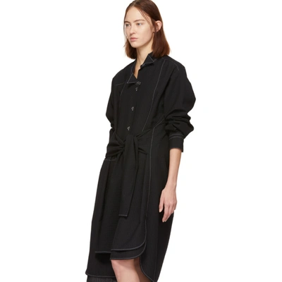 Shop Loewe Black Wool Seersucker Shirt Dress In 1100 Black