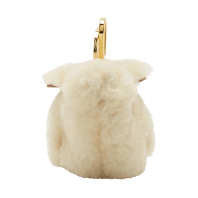 Shop Loewe White Shearling Bunny Charm In 2123 Nat