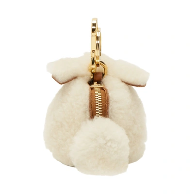 Shop Loewe White Shearling Bunny Charm In 2123 Nat