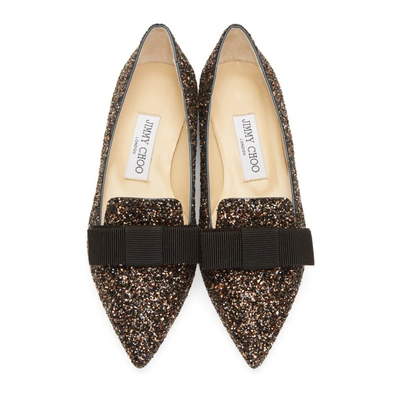 Shop Jimmy Choo Bronze Glitter Gala Flats In Amethyst Mi