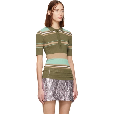 Shop Sies Marjan Multicolor Striped Rory Polo In Olivm Olive