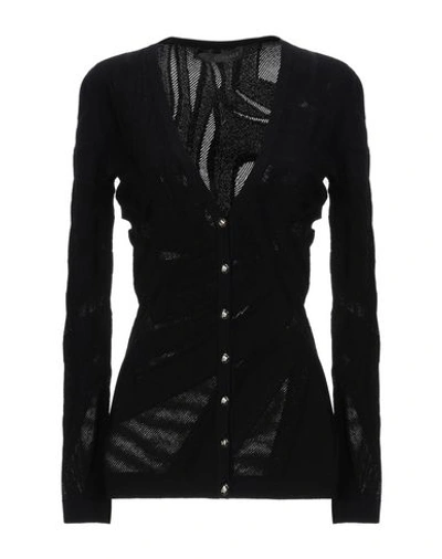 Shop Versace Cardigan In Black