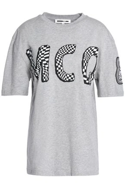 Shop Mcq By Alexander Mcqueen Woman Printed Mélange Cotton-jersey T-shirt Gray