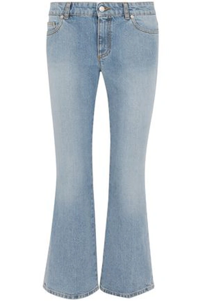 Shop Alexander Mcqueen Woman Mid-rise Kick-flare Jeans Light Denim