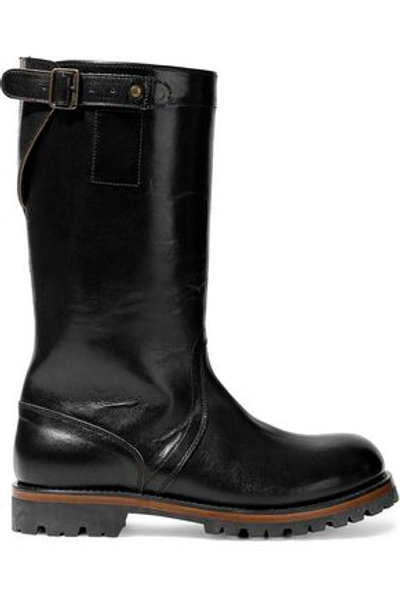 Shop Ann Demeulemeester Woman Buckled Glossed-leather Boots Black