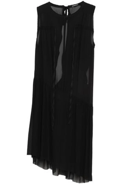 Shop Ann Demeulemeester Woman Asymmetric Georgette Dress Black