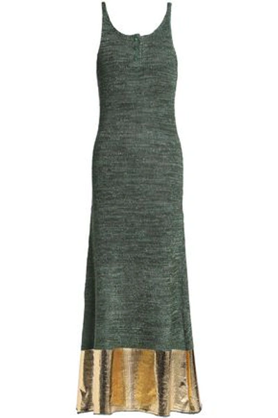 Shop Jw Anderson J.w.anderson Woman Coated Knitted Maxi Dress Leaf Green