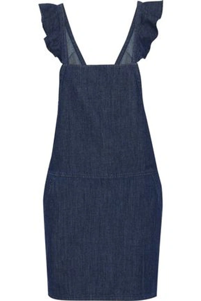 Shop Joie Woman Mikki Ruffle-trimmed Denim Mini Dress Dark Denim
