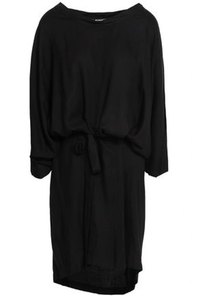 Shop Ann Demeulemeester Woman Belted Crepe Dress Black
