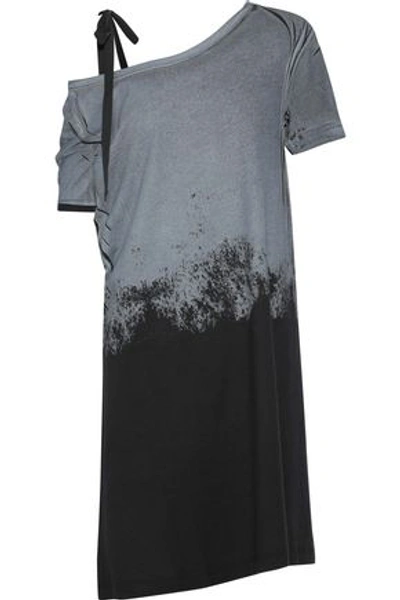 Shop Ann Demeulemeester Woman Cutout Dégradé Stretch-cotton Jersey Mini Dress Gray