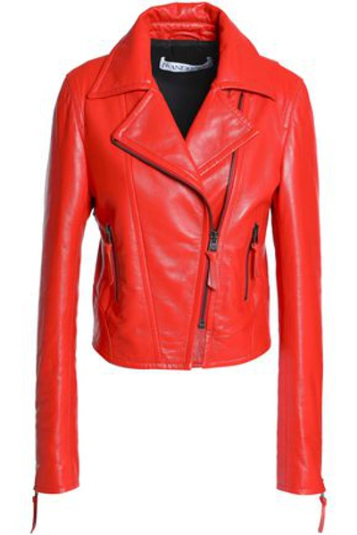 Shop Jw Anderson J.w.anderson Woman Leather Biker Jacket Tomato Red