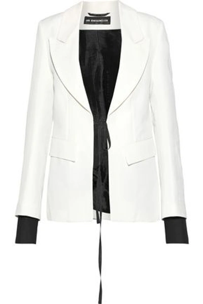 Shop Ann Demeulemeester Woman Anderson Linen And Cotton-blend Blazer Off-white