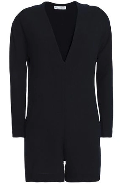 Shop Jw Anderson J.w.anderson Woman Wool-crepe Playsuit Navy